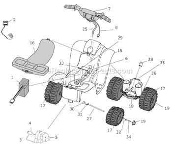 Part Location Diagram of J8473-4539A Power Wheels Steering Column